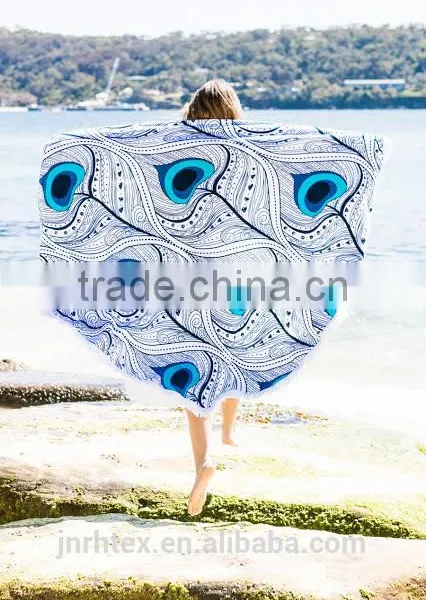 Cotton Velour Promotions Logos Australian The Beach People Roundie Towel With Tassel Fringe photo-2