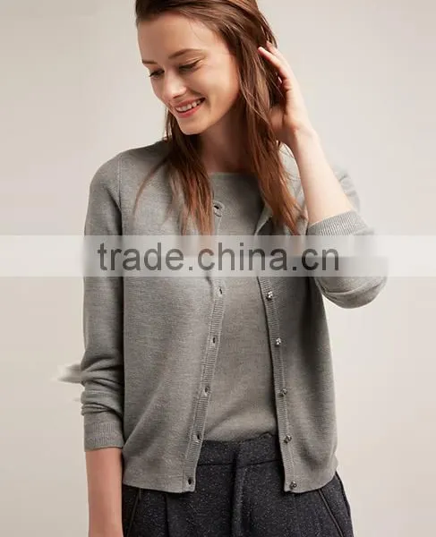 Small Button Front Open Knitting Women's Cardigan Sweaters for Wholesale photo-2