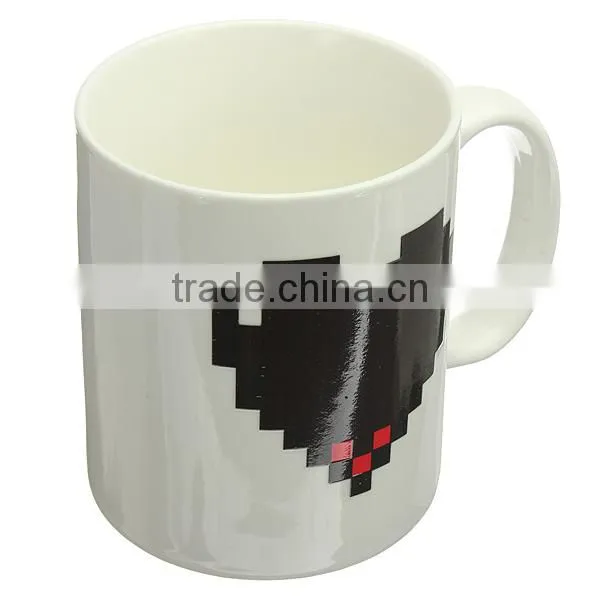 2016 New Arrival Magic Ceramic Coffee Tea Milk Hot Cold Heat Sensitive Color-Changing Mug Cup Pixel Heart Lovely Gift photo-4