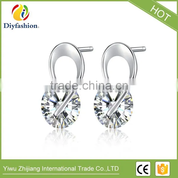 Cubic Zirconia Diamond Rotary Stud Earrings for Women photo-3