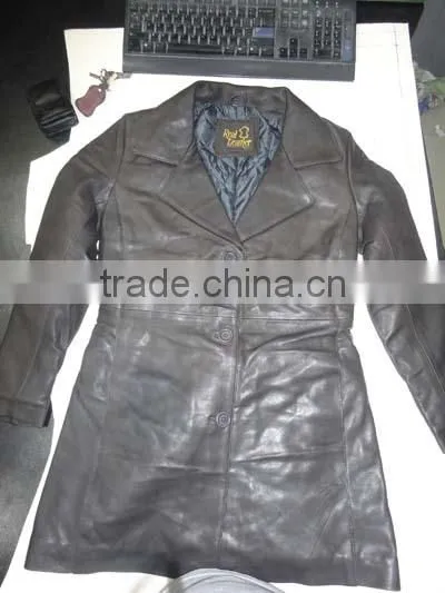 Long Women Leather Coat photo-2
