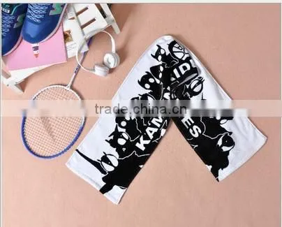 One Side Velvet Printed Low Cost 100% Cotton Towel Sport photo-4
