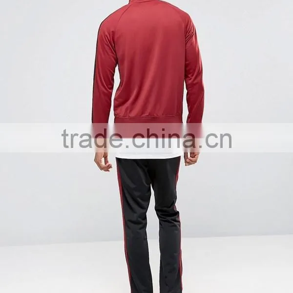 Red Tracksuit Sets for Mens 100% Polyester High Collar Sport Tracksuit photo-3