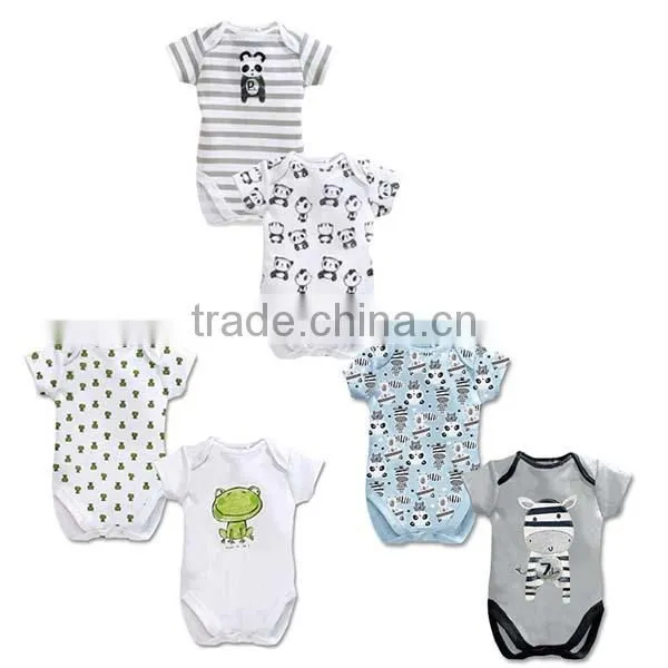 2pcs/lot Cartoon Triangle Short Sleeve 100% Cotton Baby Romper photo-3