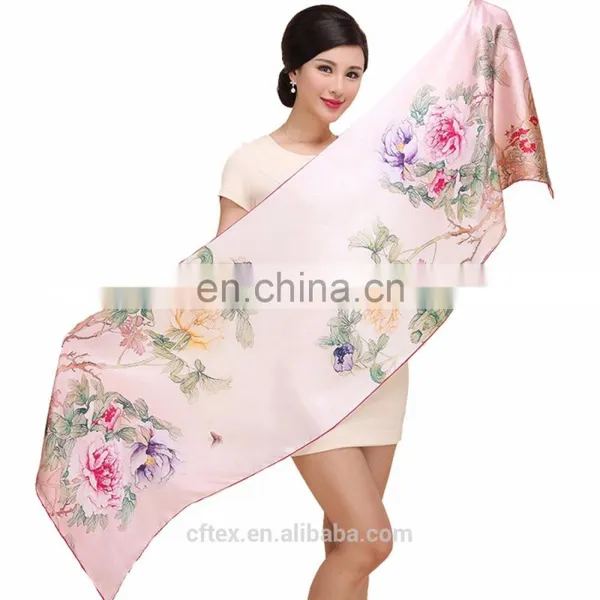 Customized Sublimation Printing Pretty Fashion Comfortable Silk Fabric Scraf