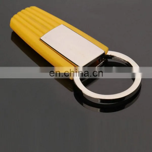 Wholesale Simple Cheap Yellow Color Metal Rubber Keychain With Laser Logo photo-2
