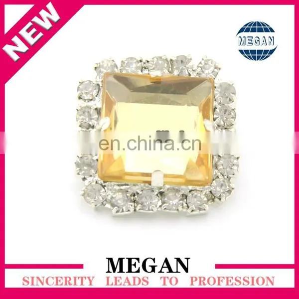 Flatback Square Shape Silver Rhinestone Crystal Button photo-3