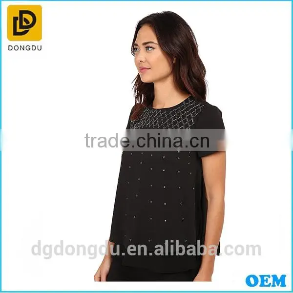 Fashionable 2016 Ladies Blouse Hot Sale 100% Cotton Blouse for Women photo-3