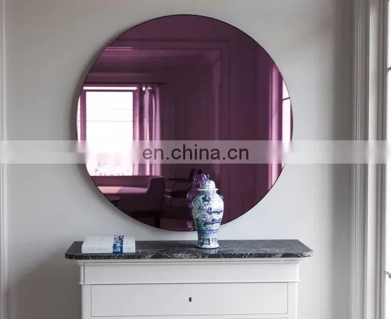 Gold Tinted Large Round Wall Silver Furniture Mirror for Decoration photo-5