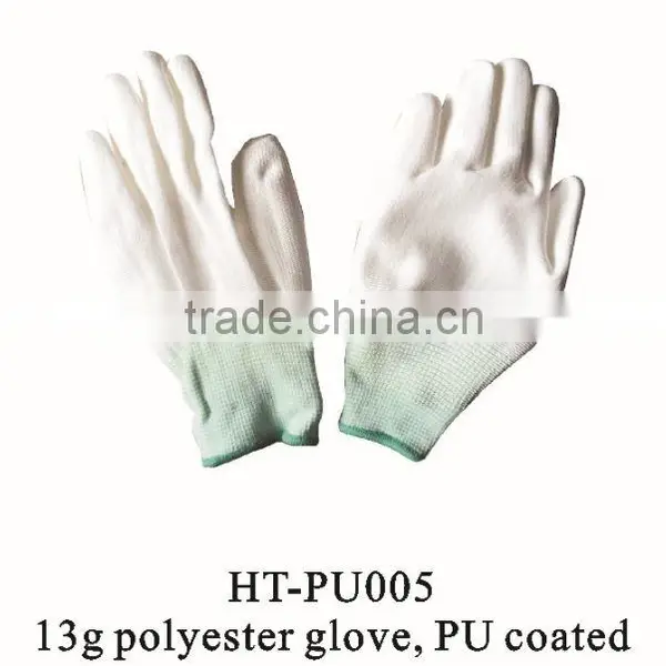 Top Seller of 13g White Polyester Gloves, PU Coated photo-2