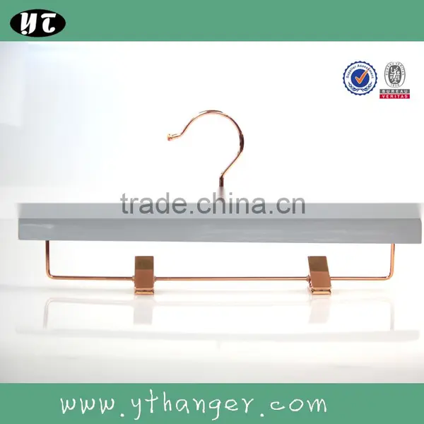 HA6927 White Wooden Coat Hanger With Rose Gold Pants Wooden Hanger photo-3