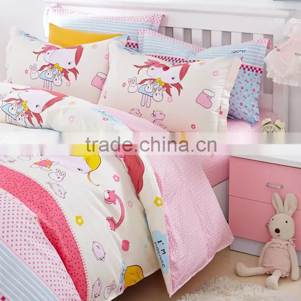 China Cartoon Designs Bed Sheet Set Home Use Cotton 4 Pcs China Flat Bed Sheet Set photo-2