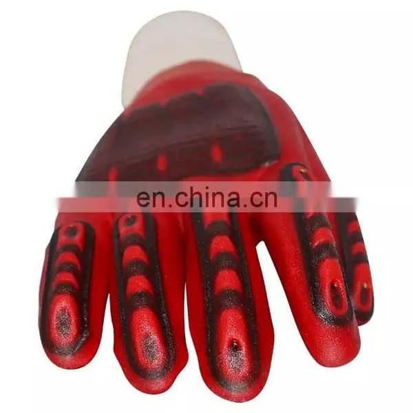 Red Nitrile Full Coated Knitted Wrist Anti Oil Anti-Impact Safety Heavy Duty Oil And Gas Gloves For Work photo-3