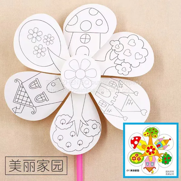 Creative Drawing and Painting Kids Girls Coloring DIY Toys Windmill DIY Painting Graffiti Coloring Educational Toys photo-2