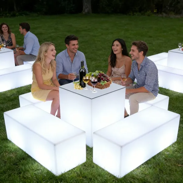 LED Light up Outdoor Bar Furniture Table Chair Sofa Set IP65 Waterproof Rechargeable Remote Control Party Event Use photo-3