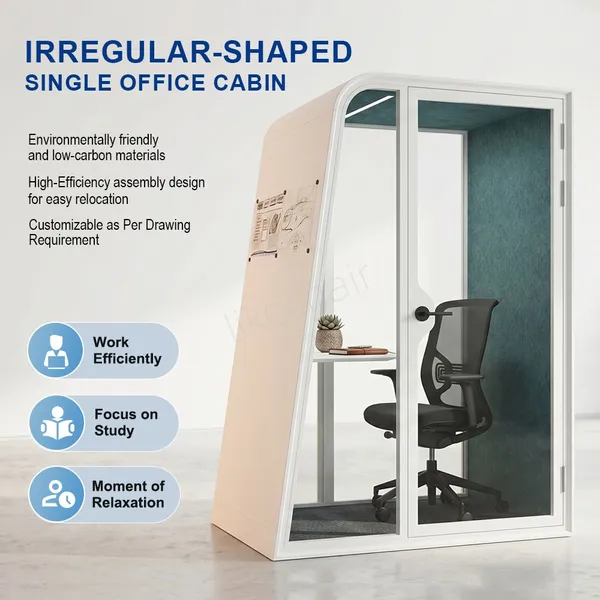 Irregular Shaped Single Office Pods for Open Workplace Multi Layer Acoustic Cabin With Silent Ventilation photo-3