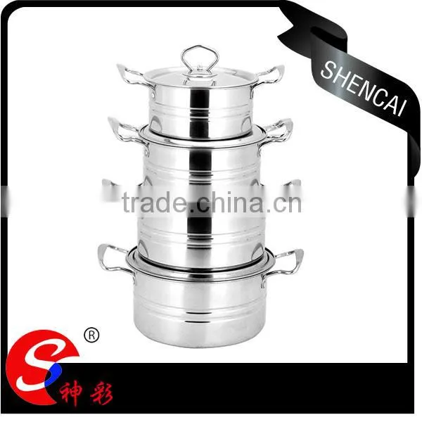 Caitang Shencai 4pcs Stainless Steel Stock Pot Set/ Soup Casserole/ Kitchen Utensils photo-4