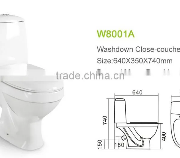 Sanitary Ware Two -piece X-trap Gravity Flushing Toilet W8001 photo-5