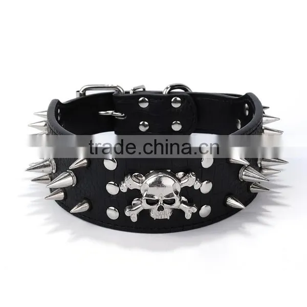 Wholesale Dog Chain Nails Skulls Multi Color pu Leather Dog Collar photo-4