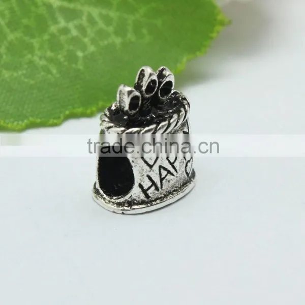 Wholesale New Style Archaized Happy Text Zinc Alloy Slide Beads With Large Hole photo-4