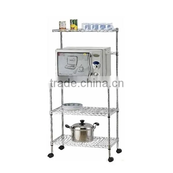 Double Side Metal Adjustable Wire Shelf With Wheels photo-4