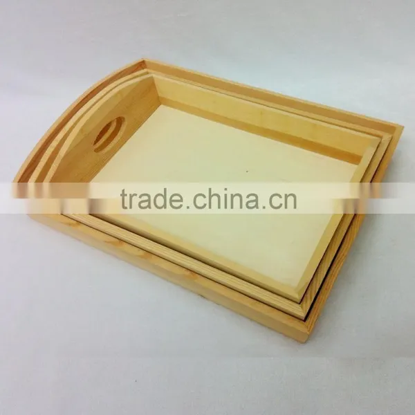 Handmade Antique Wooden 2015 Nested Rectangle Tray/plate Pine photo-2