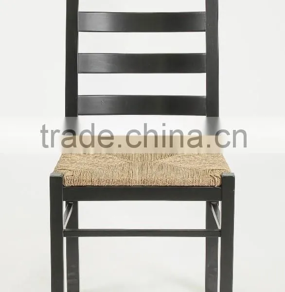 Rustic Wooden Home Useful Webbing Seat Black Armless Dining Chair/ Restaurant Chair(New Product) photo-2