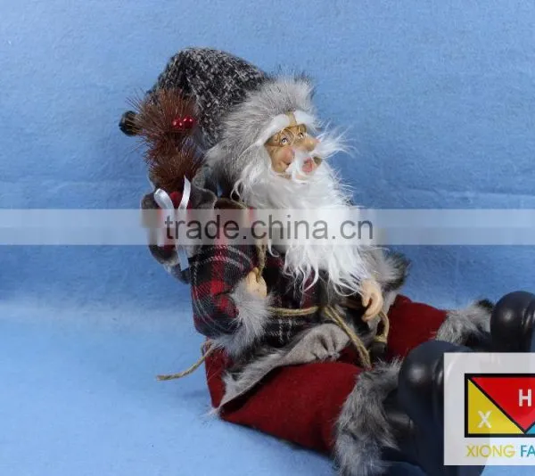 Majestic Sitting Santa Claus Christmas Figure With Gift Bag photo-2