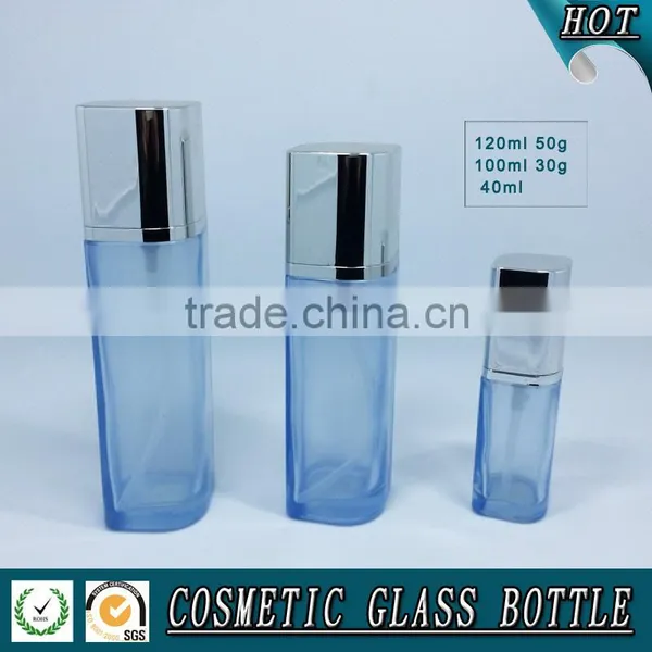 Empty Square Glass Cosmetic Oil Bottle and Cosmetic Cream Jar photo-2