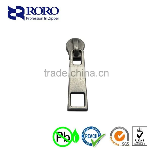 RORO151404#5 Zinc Alloy Dark Grey Zipper Silder and Puller Design