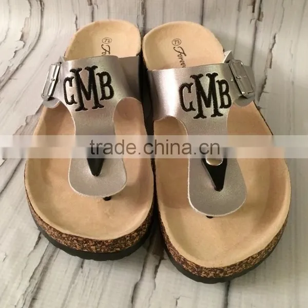 Monogrammed Sandals Personalized T Strap Shoes Womens Birkenstock Style photo-4