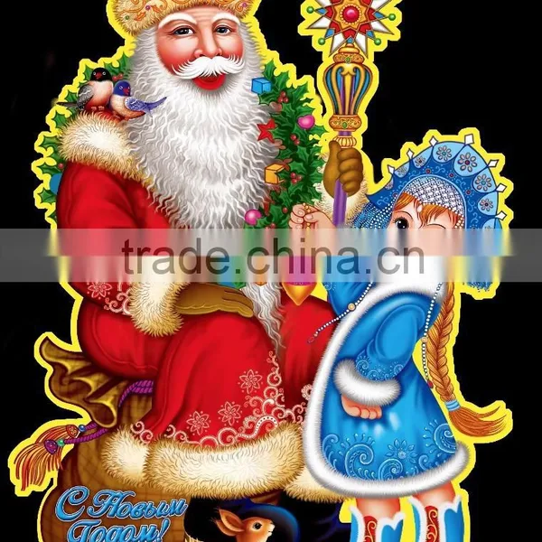 2016 New Design New Year Frost Father&girl Glitter Decorative Wall Stickers photo-2