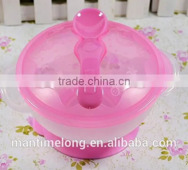 Sucker Bowl Skid Baby Special Suction Wall Bowl Binaural Bowl With Cover and Spoon 3 Colors Optional photo-4
