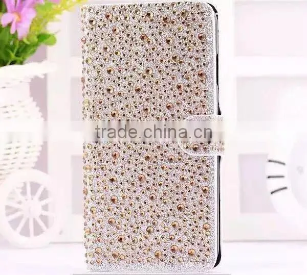 Rhinestone Phone Case OEM Flip Leather Case Cover For Samsung Galaxy Grand 2 photo-2