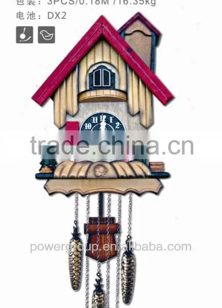 Cuckoo Clock Wooden House With Pink Roof CK60