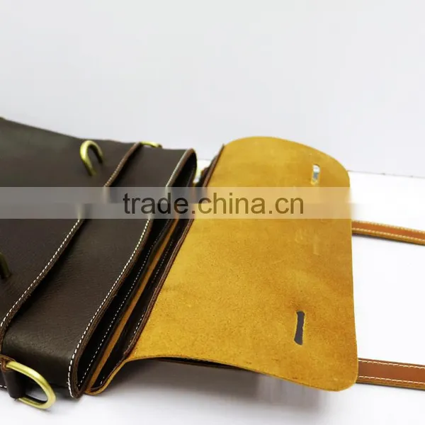 High Quality European Style Portable Briefcase Coffee Real Leather Men's Shoulder Bag photo-5