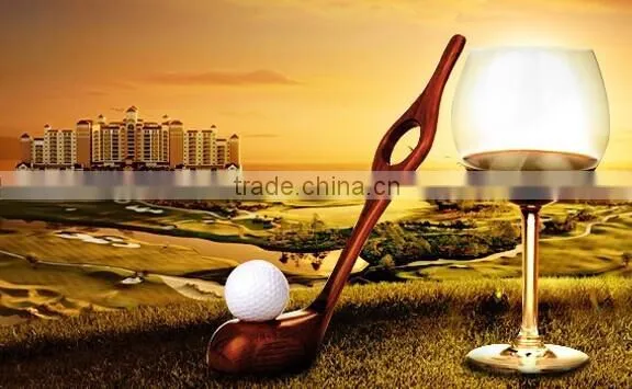 2015 Hot Sale Decorative Wood Golf Wine Bottle Holder,wine Rack,wine Carriage