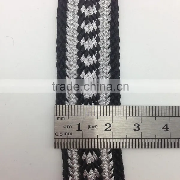 Rayon Royal Metallic Silver Black Trimming Lace
