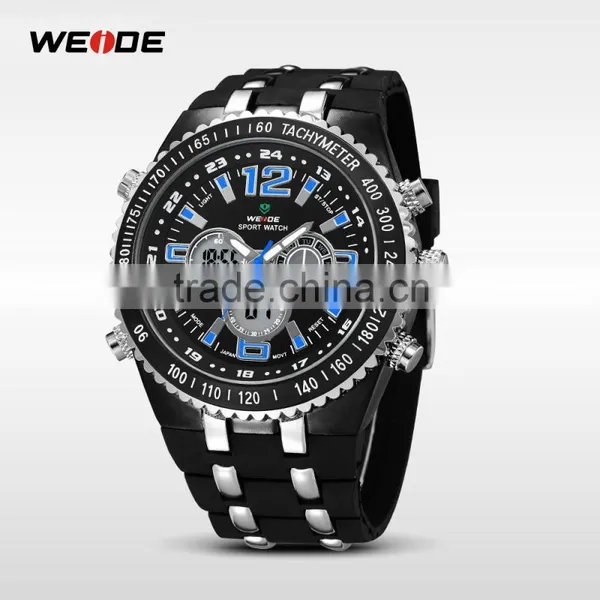 WEIDE New Black 3-window Display Multi-functional Mens Analog-digital Sport Watches Brand Watch Men Big Dial Waterproof WH1107 photo-2