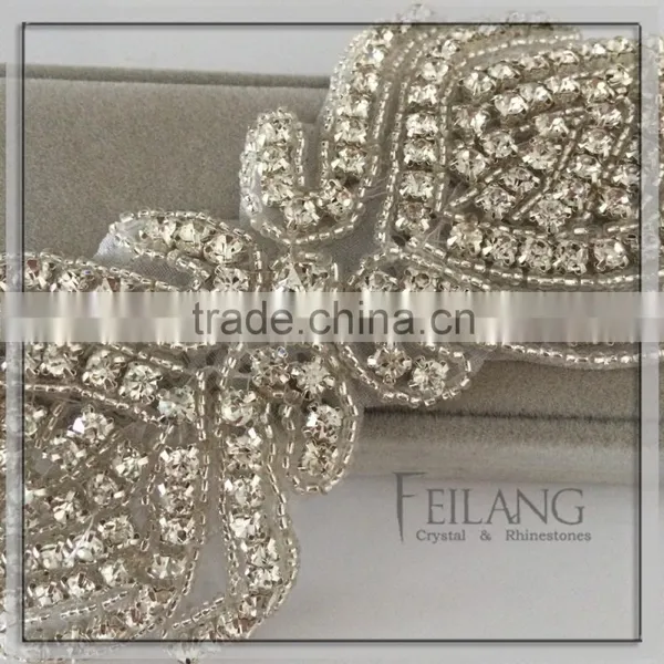 Rhinestone Encrusted Bridal Belt Crystal Belt Ribbon Headbands photo-4