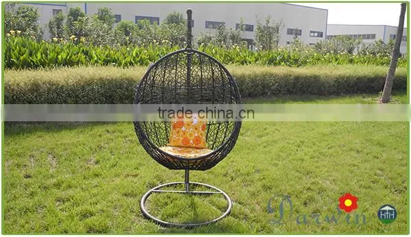 Stylish outdoor rattan round hanging bed chair