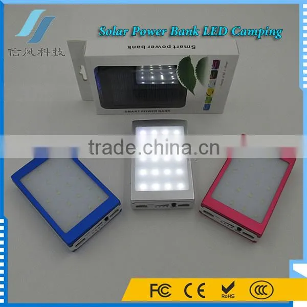 6000mAh Two-sided Dual-USB Solar Power Bank LED Torch Light for IPhone Silver photo-3
