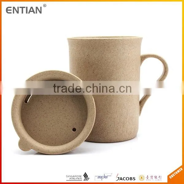 Wheat Straw and Plastic Water Cup With Cover
