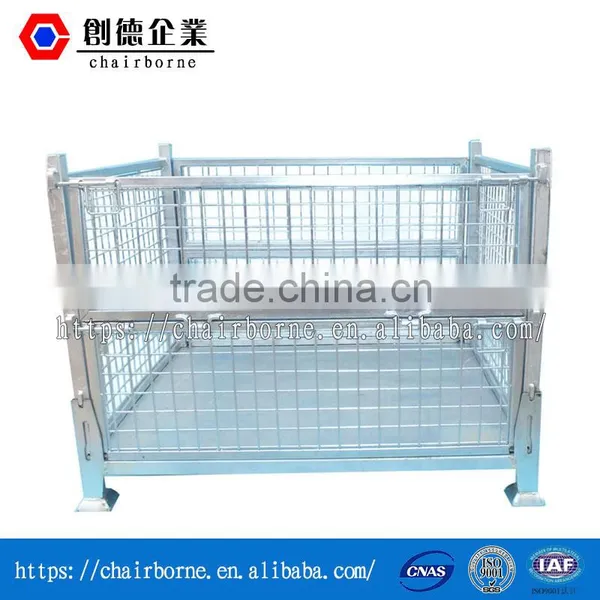 Heavy Duty Four Way Entry Galvanized Wire Mesh Container Stackable Wire Mesh Pallet Cages for Storage photo-2