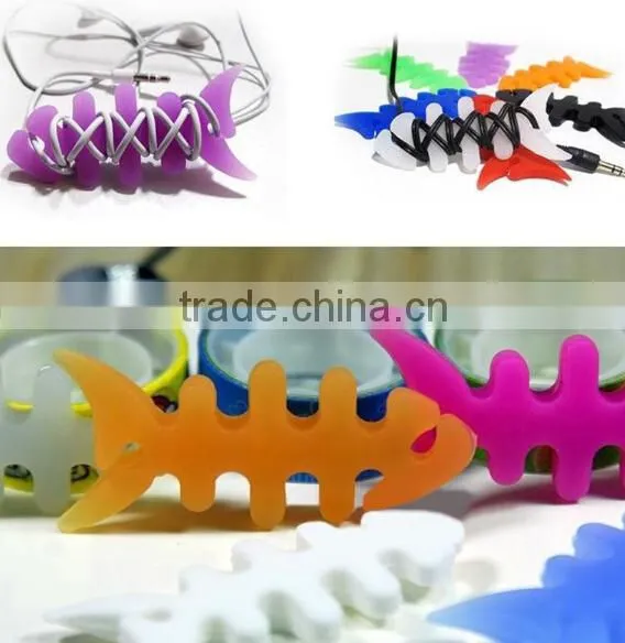 Fish Bone Silicone Earbud Cable Winder / Earphone Cord Winder / Cable Wire Organizer photo-5