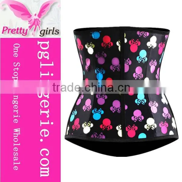 Butterfly Pattern Latex Rubber Waist Training Made Printed Latex Corset photo-3