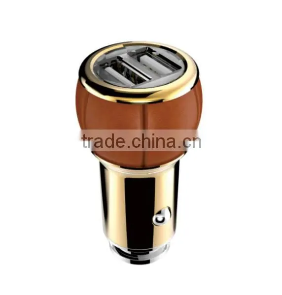 High Sales Colorful Safety 5V 2.4A Genuine Leather Car Charger photo-3