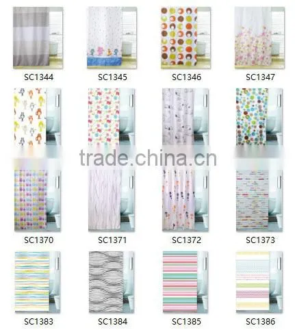 Grey Color Polyester Print Fabric Bathroom Shower Curtain Panel photo-2