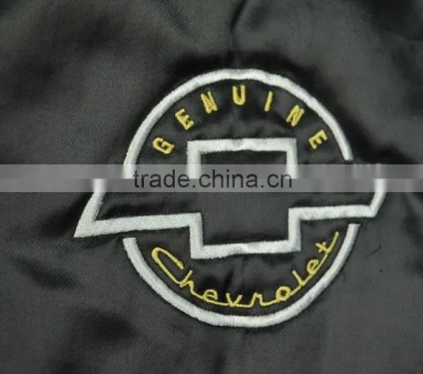 Wholesale Shiny Black 100% Polyester Satin Baseball Jacket photo-3