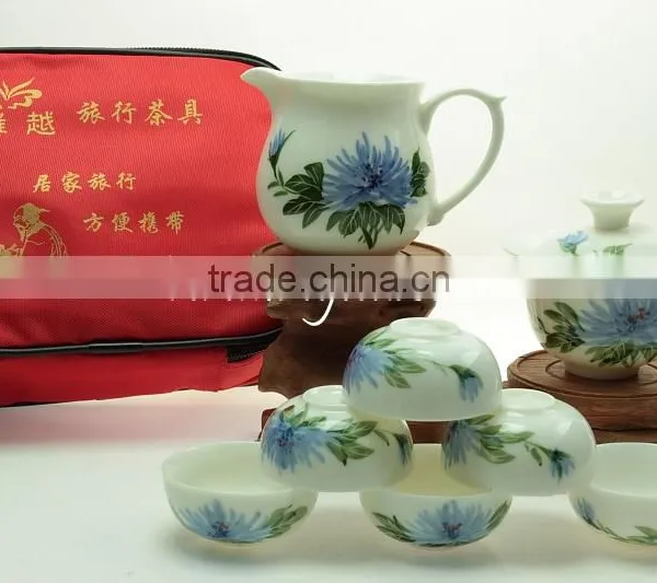 Hand Painted Chrysanthemum Flower Portable Travel Tea Set photo-4